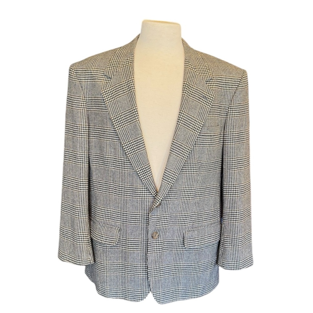 Bill Blass Vintage Houndstooth Plaid Suit Jacket See Measurements
